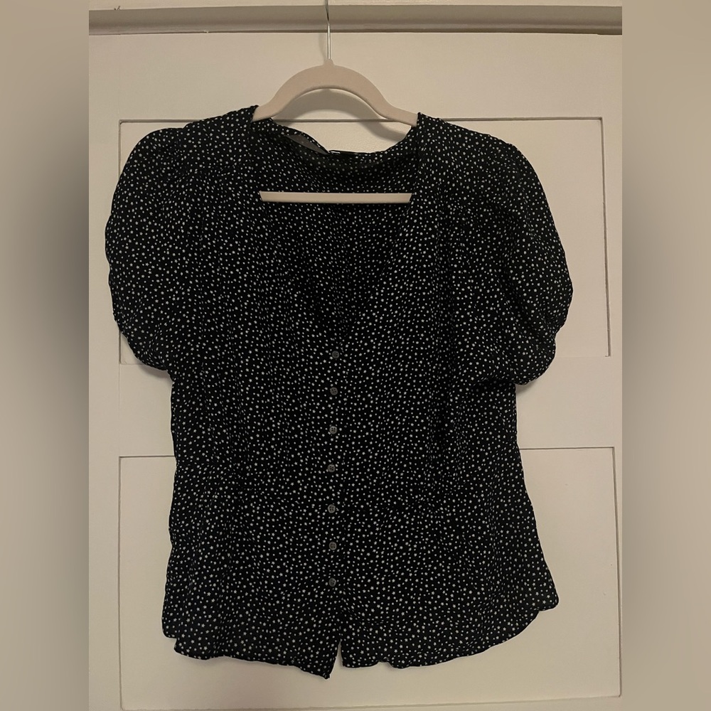 J. Crew Black and White Polka Dot Blouse